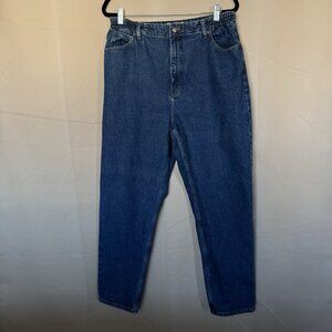 LL Bean Womens Jeans Size 16R Blue Dark Wash Original Fit Relaxed Elastic 34x30